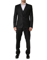 Dolce & Gabbana Black Wool Slim Fit Formal 3 Piece Suit