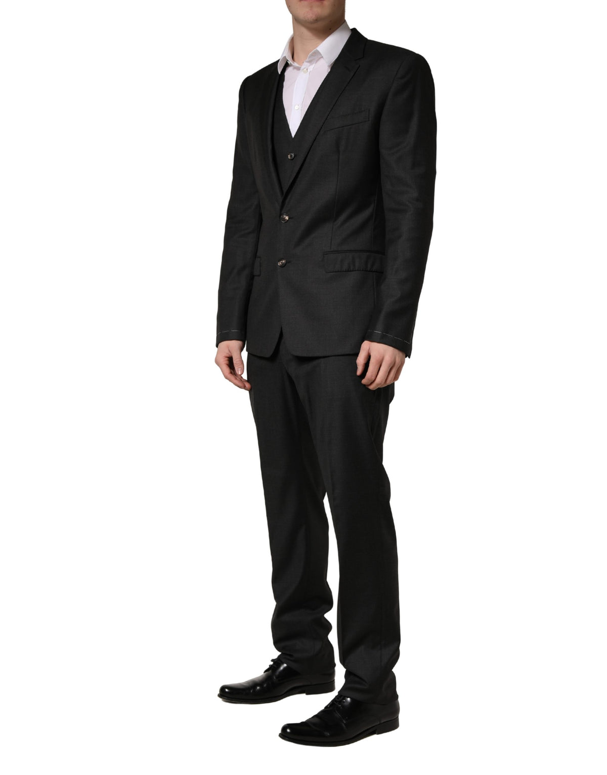 Dolce & Gabbana Black Wool Slim Fit Formal 3 Piece Suit