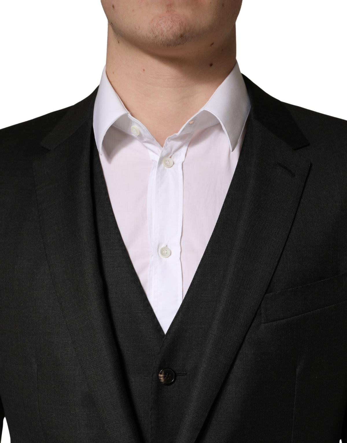 Dolce & Gabbana Black Wool Slim Fit Formal 3 Piece Suit