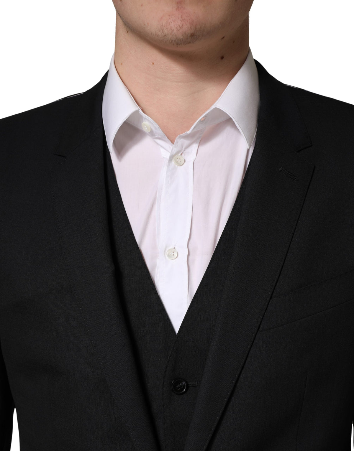 Dolce & Gabbana Black Wool 2 Buttons Formal 3 Piece Men Suit