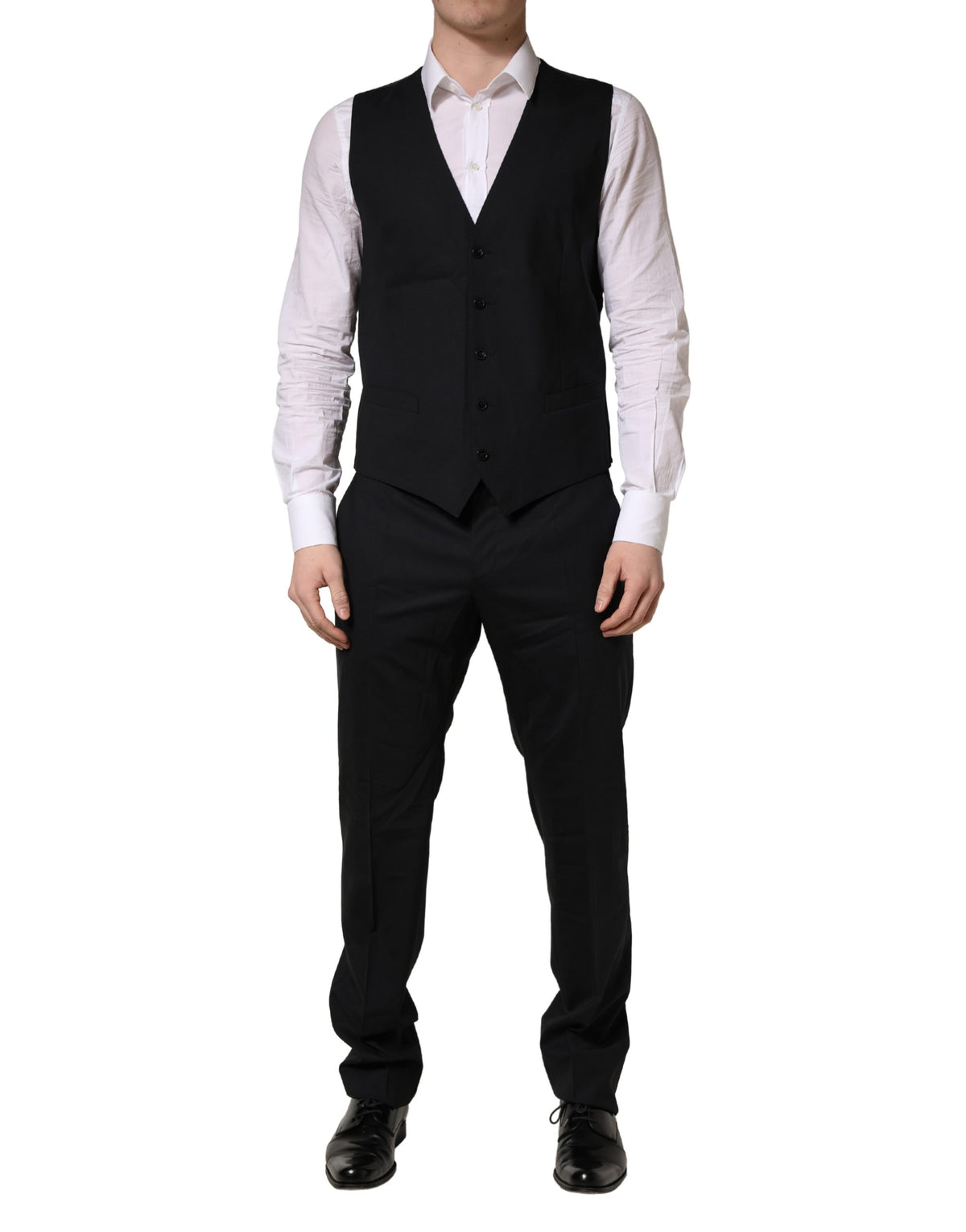 Dolce & Gabbana Black Wool 2 Buttons Formal 3 Piece Men Suit