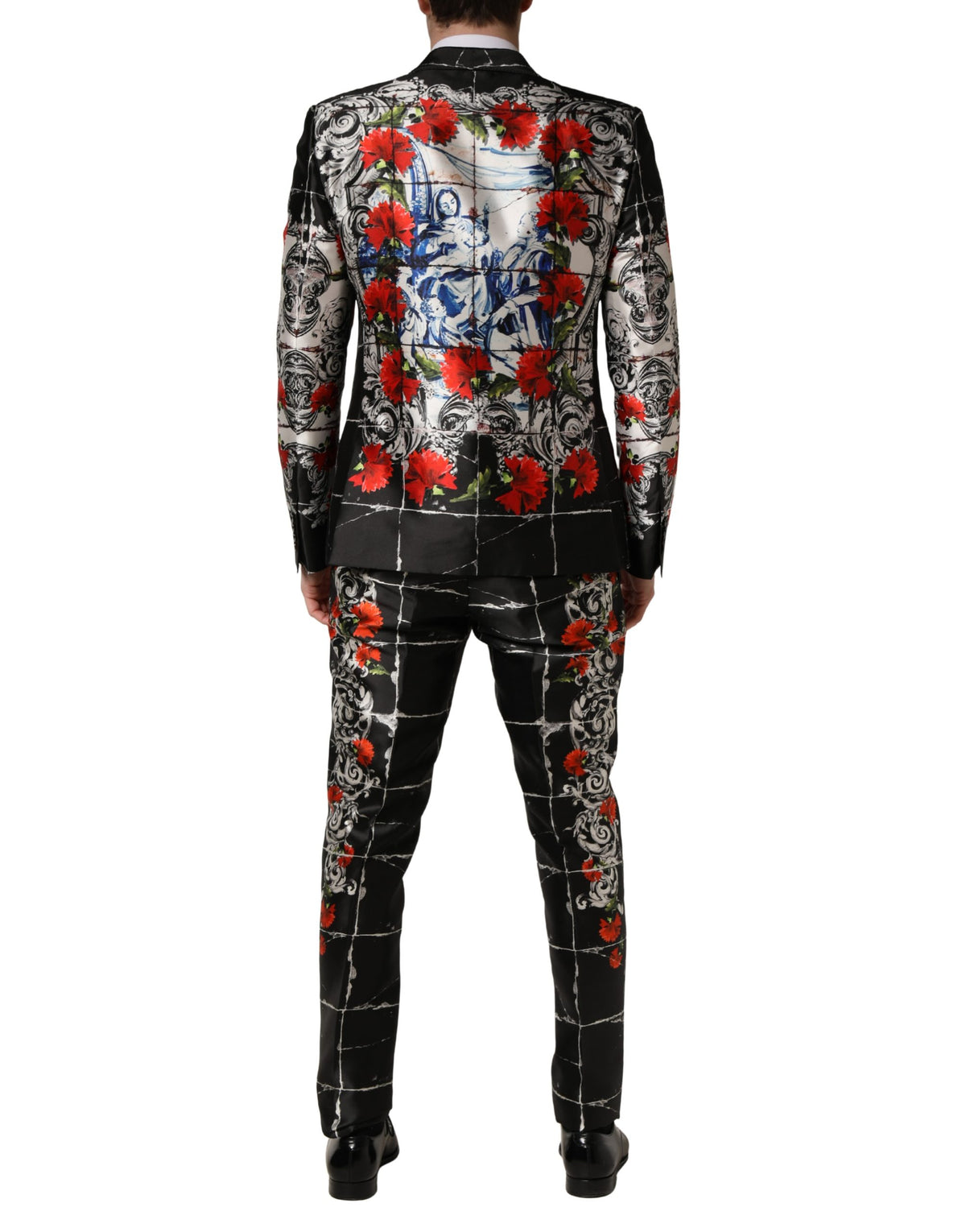 Dolce & Gabbana Black Floral 2 Buttons Formal 3 Piece Suit