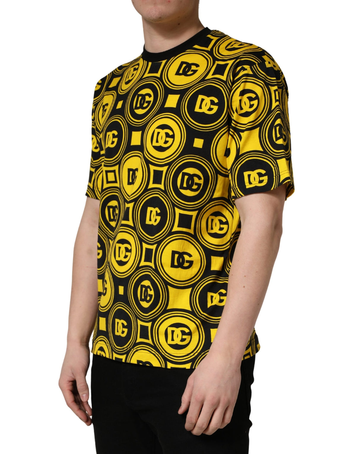 Invicta T-shirt géométrique jaune et noir avec logo