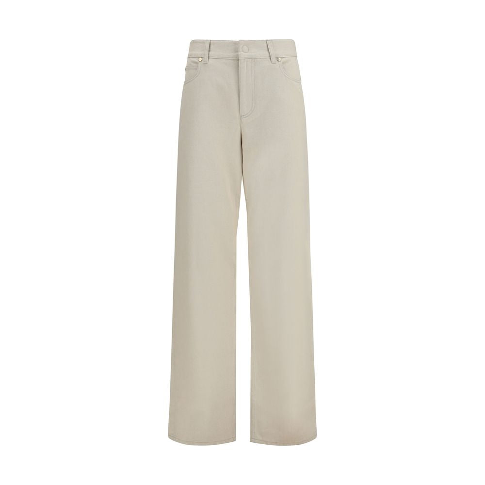 Fendi FF Reverse Beige Cotton Straight-Leg Jeans