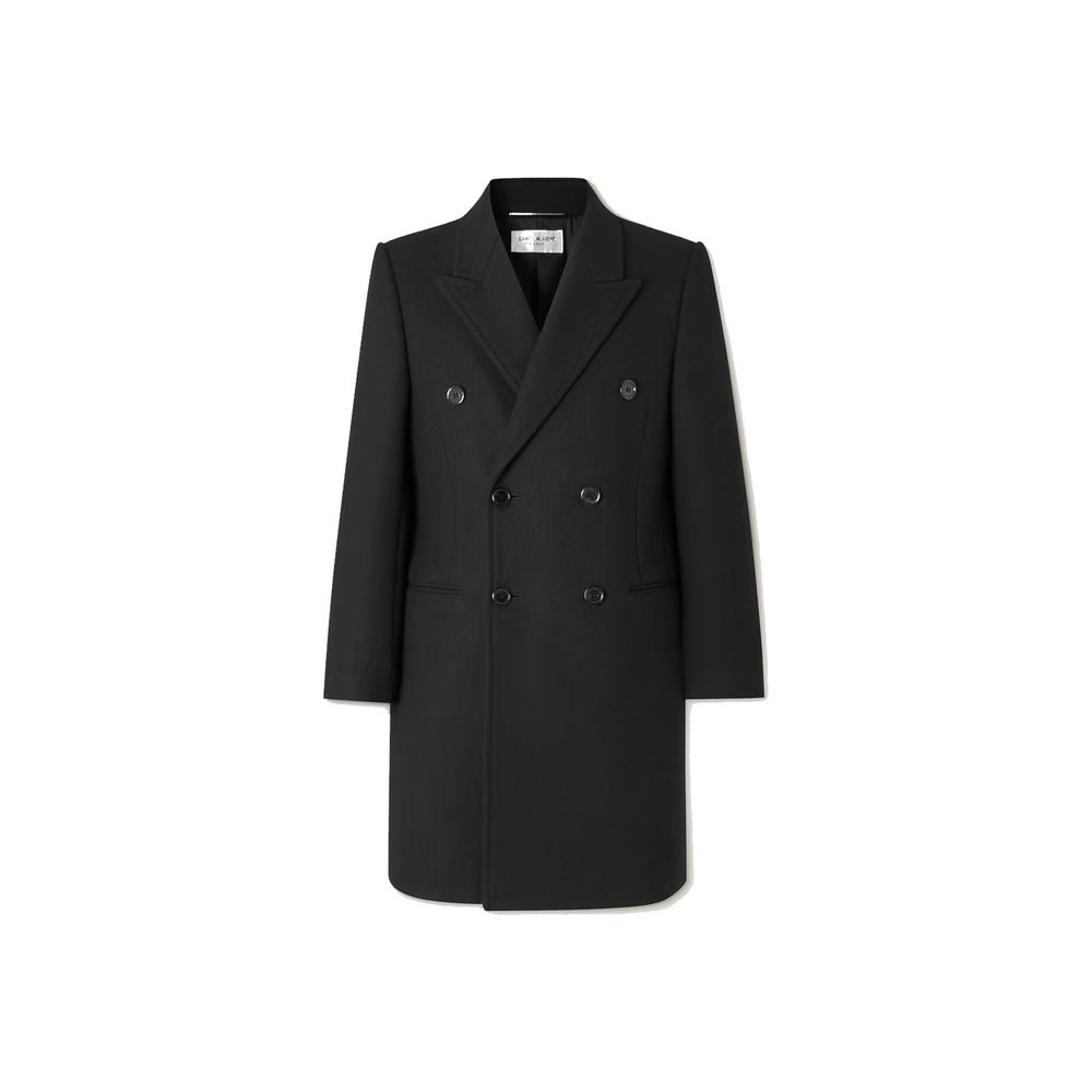 Manteau en laine noire Saint Laurent