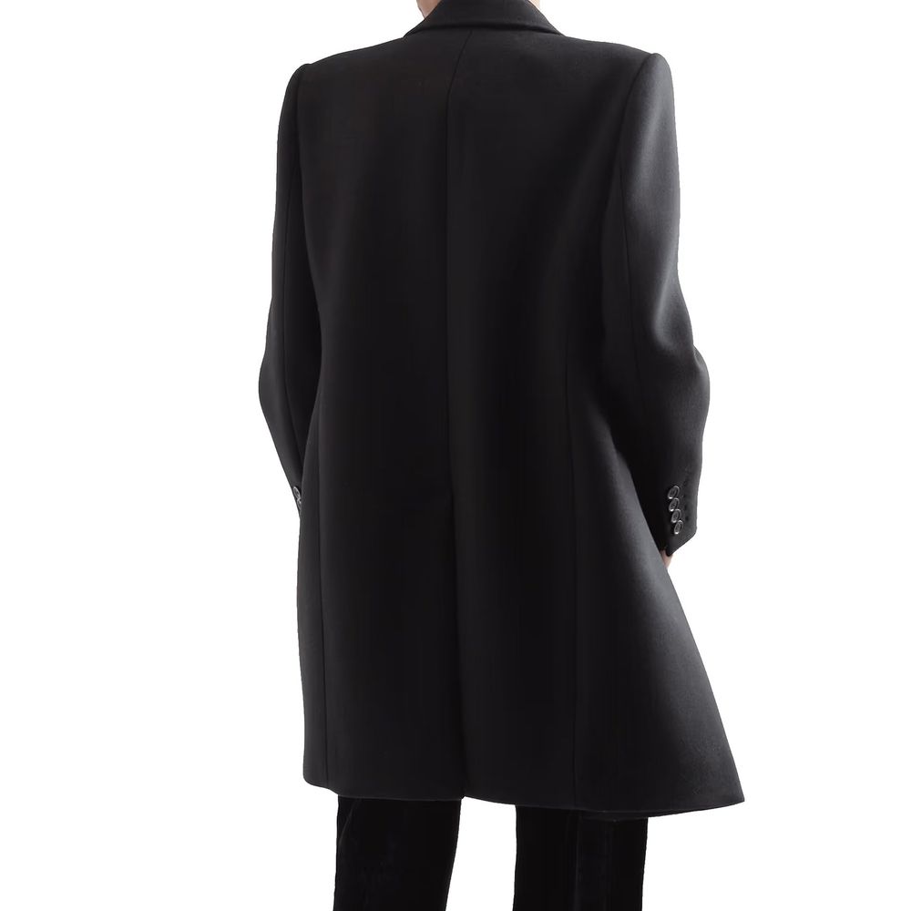 Manteau en laine noire Saint Laurent