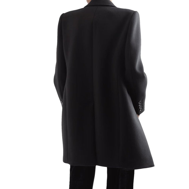 Manteau en laine noire Saint Laurent