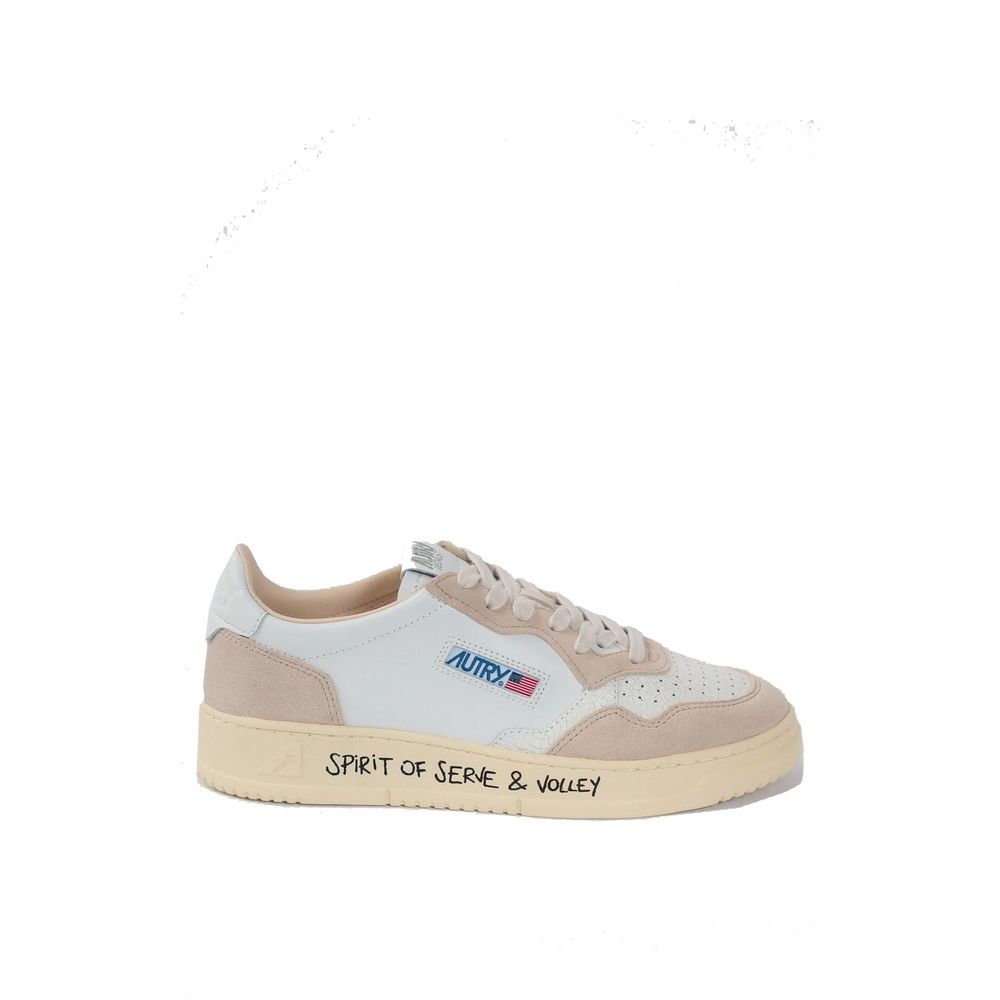 Autry White Goatskin Low Top Sneakers for Men