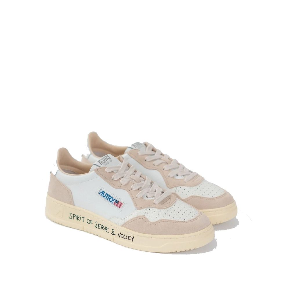 Autry White Goatskin Low Top Sneakers for Men
