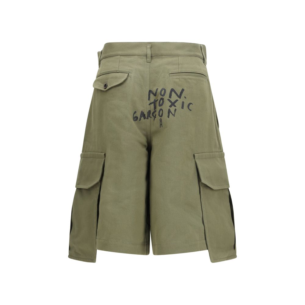 Shorts Bermudas Bicolores en Coton Comme Des Garçons