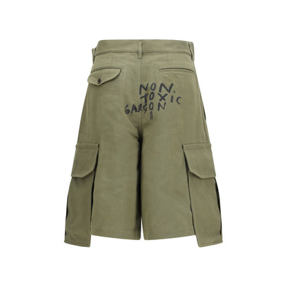 Comme Des Garçons Tweekleurige katoenen bermudashort