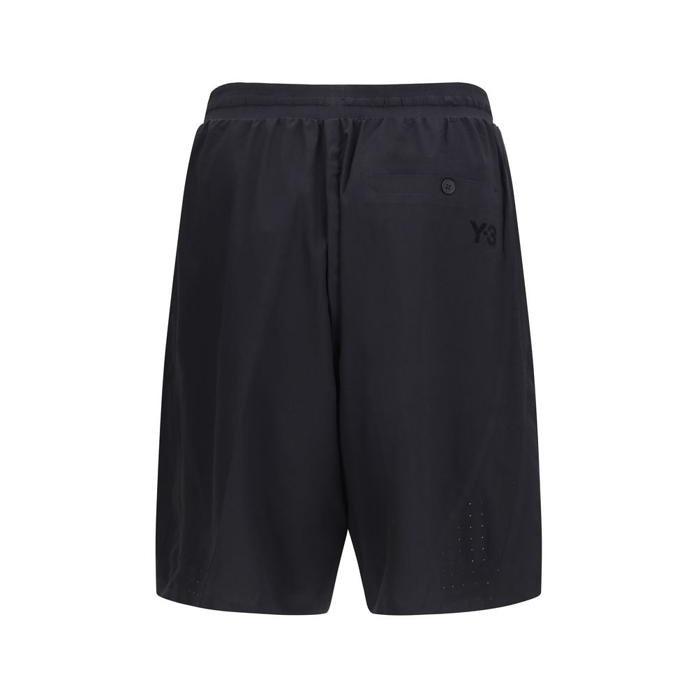 Y-3 Black Polyester Bermuda Shorts for Men