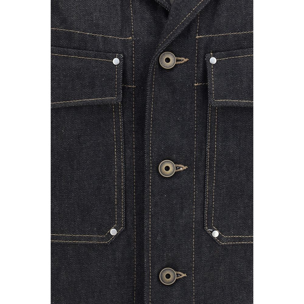 Lemaire Black Cotton Denim Jacket - Minimalist Workwear