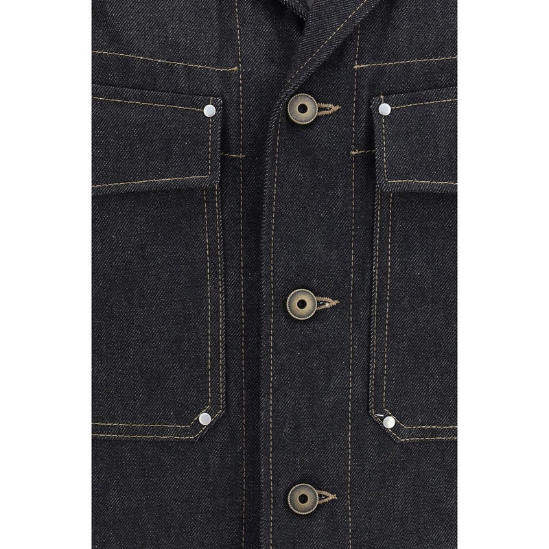 Lemaire Black Cotton Denim Jacket - Minimalist Workwear