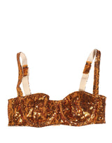 Dolce & Gabbana Gold Sequined Nylon Balconette Bra