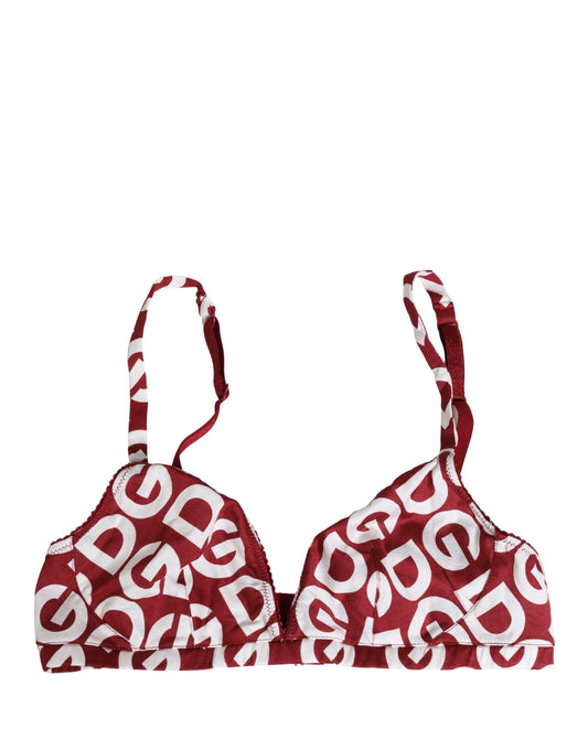 Dolce & Gabbana Red Logo Monogram Cotton Soft Cup Bra