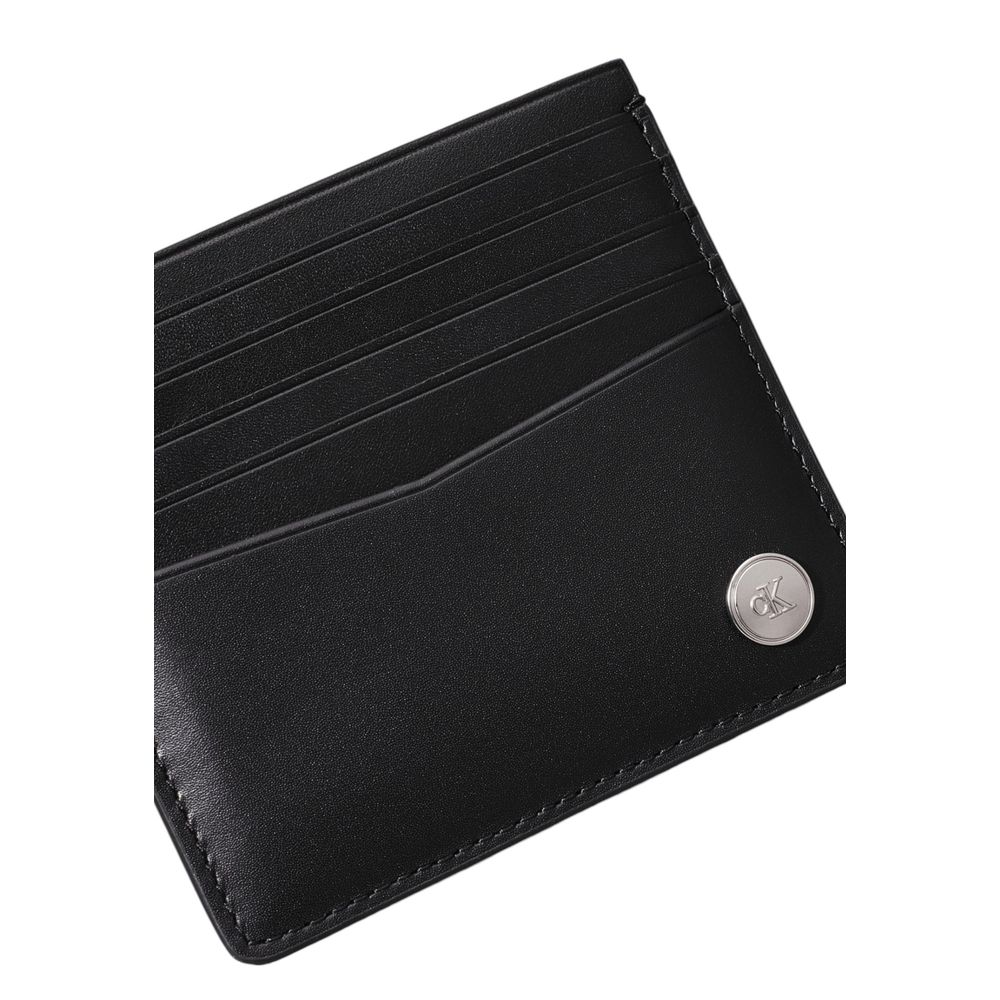 Calvin Klein Jeans Black Leather Wallet - Compact Cardholder