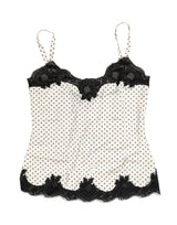 Dolce & Gabbana White Polka Dot Lace-Trimmed Camisole Top