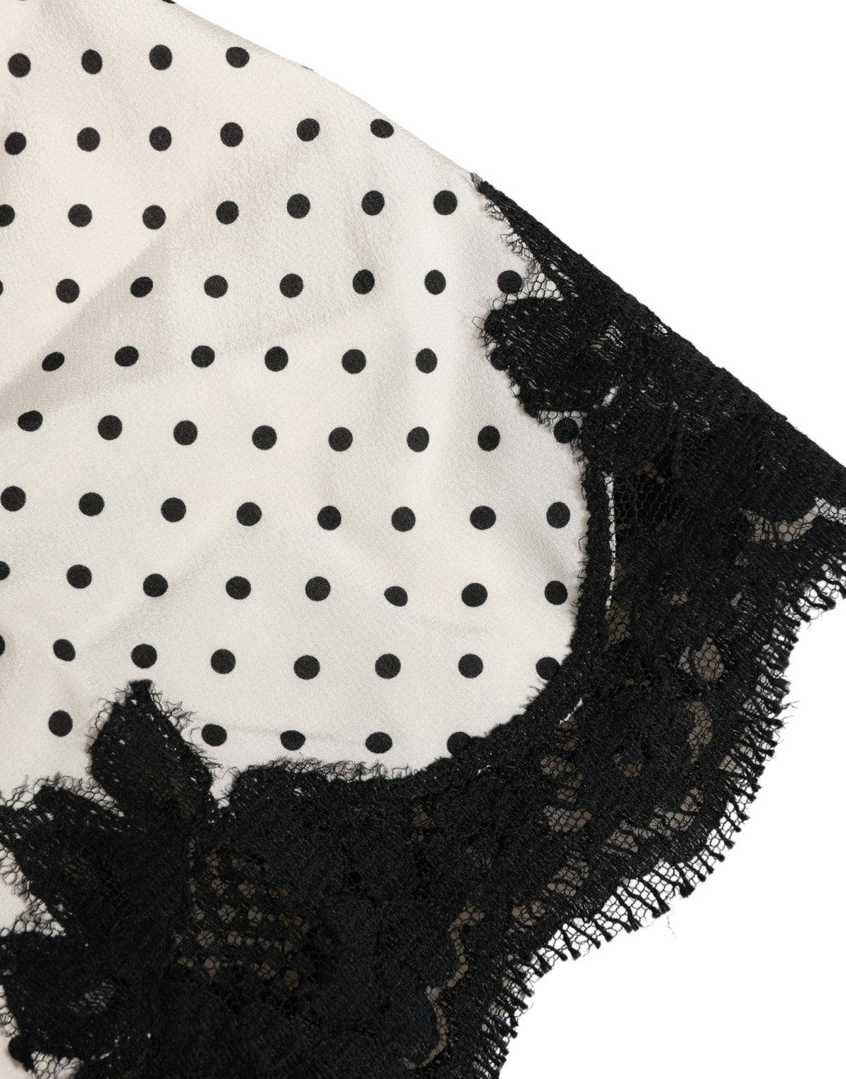 Dolce & Gabbana White Polka Dot Lace-Trimmed Camisole Top