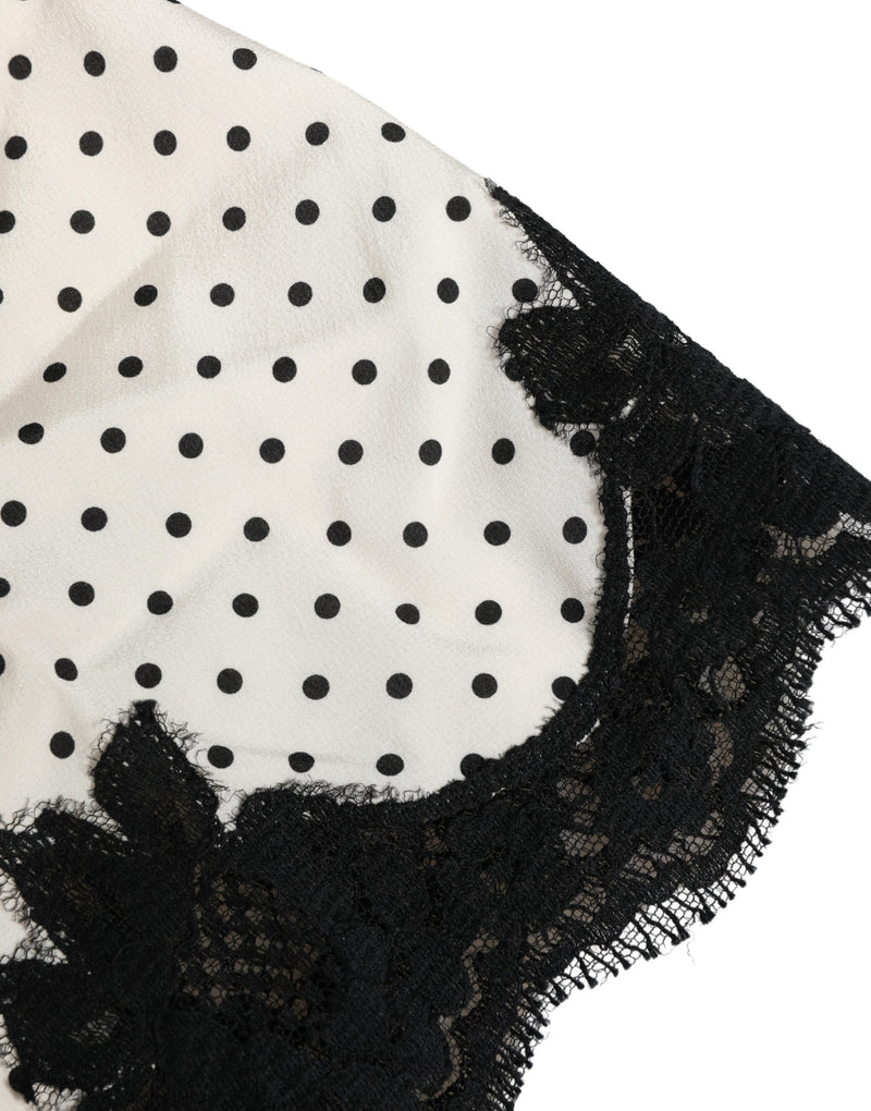 Dolce & Gabbana White Polka Dot Lace-Trimmed Camisole Top