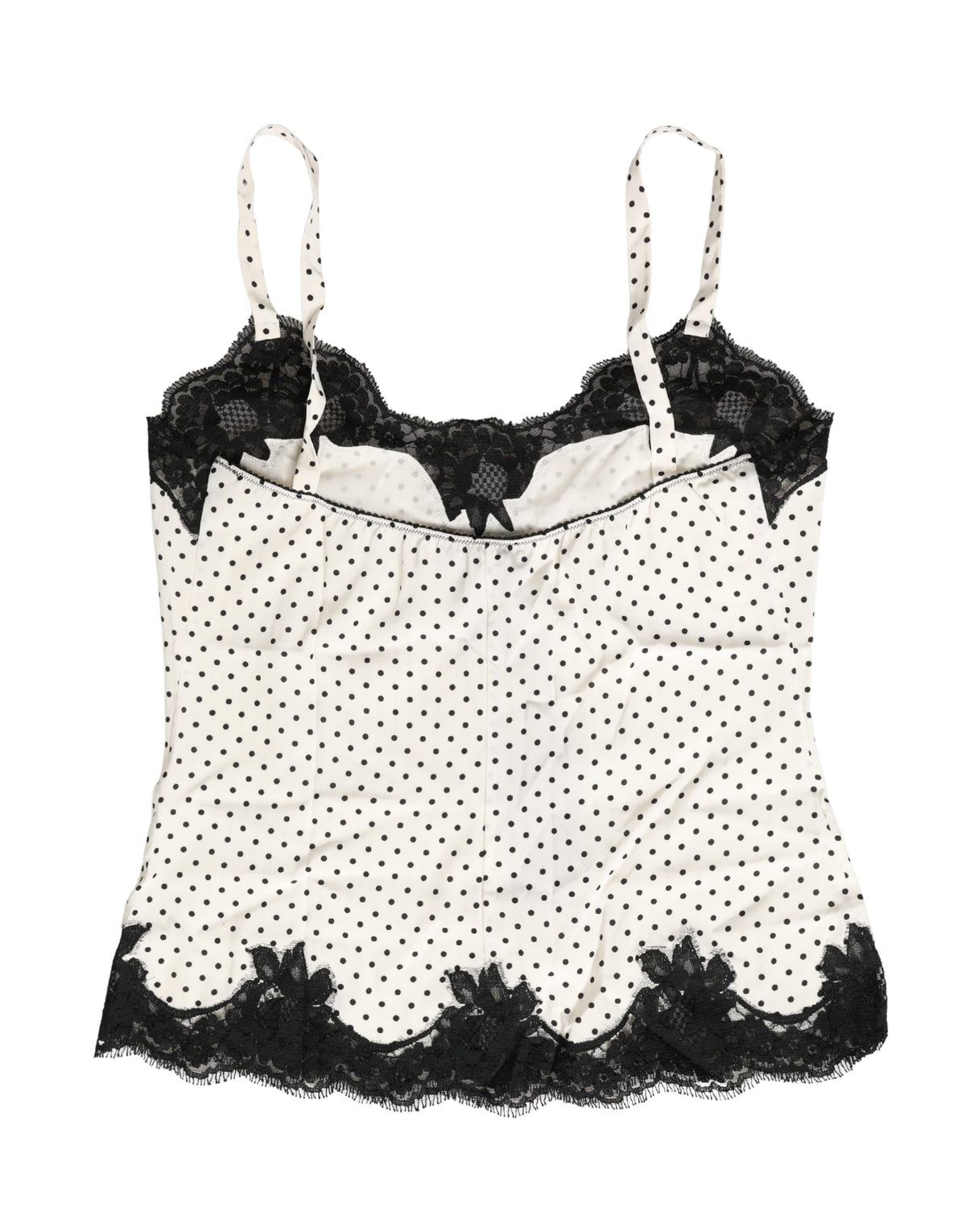 Dolce & Gabbana White Polka Dot Lace-Trimmed Camisole Top