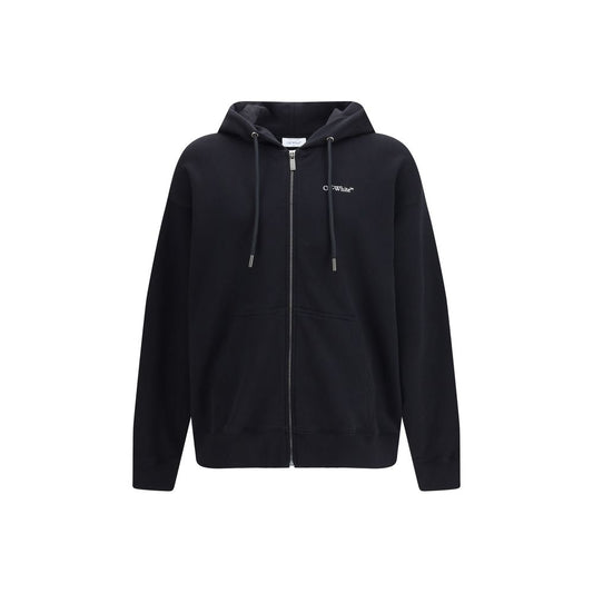 Off-White Black Cotton Zip-Up Hoodie - SS26