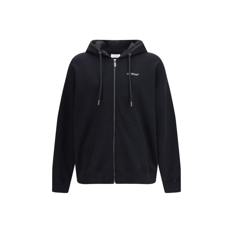 Off-White Black Cotton Zip-Up Hoodie - SS26