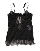 Dolce & Gabbana Black Silk Lace Chemise Top for Women