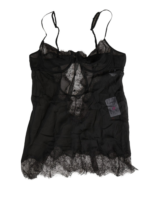 Dolce & Gabbana Black Silk Lace Chemise Top for Women