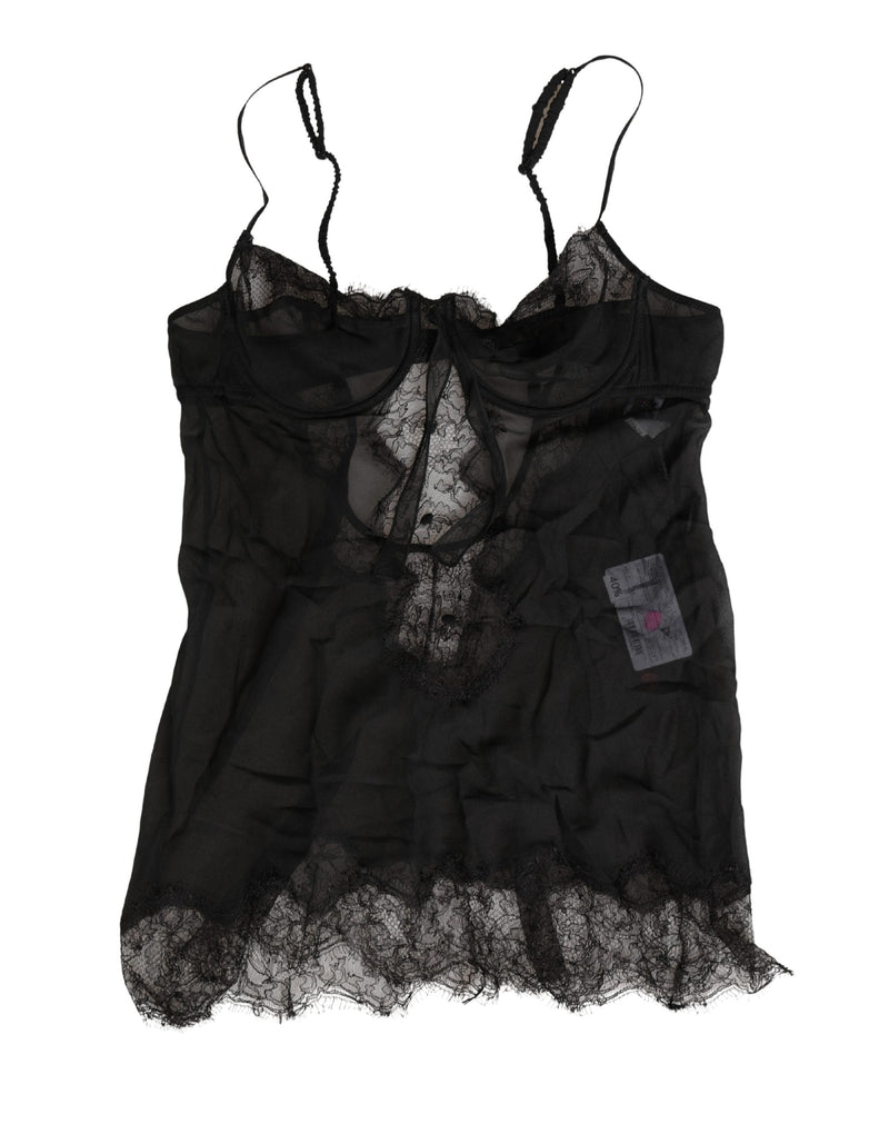 Dolce & Gabbana Black Silk Lace Chemise Top for Women