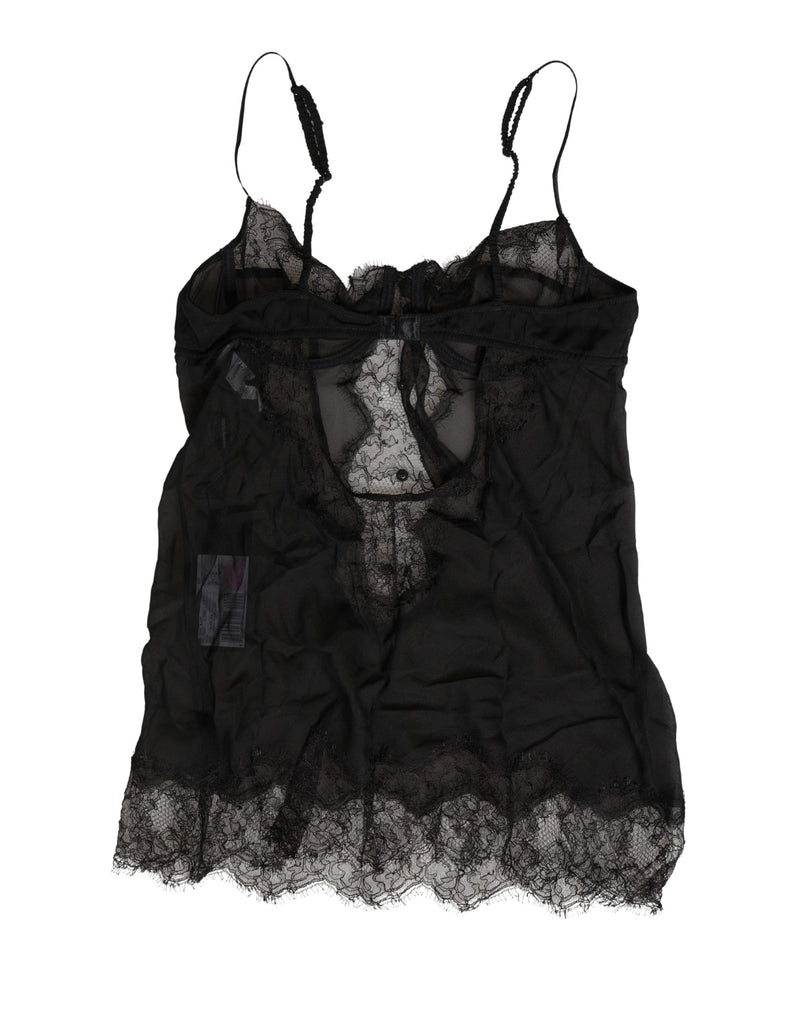 Dolce & Gabbana Black Silk Lace Chemise Top for Women