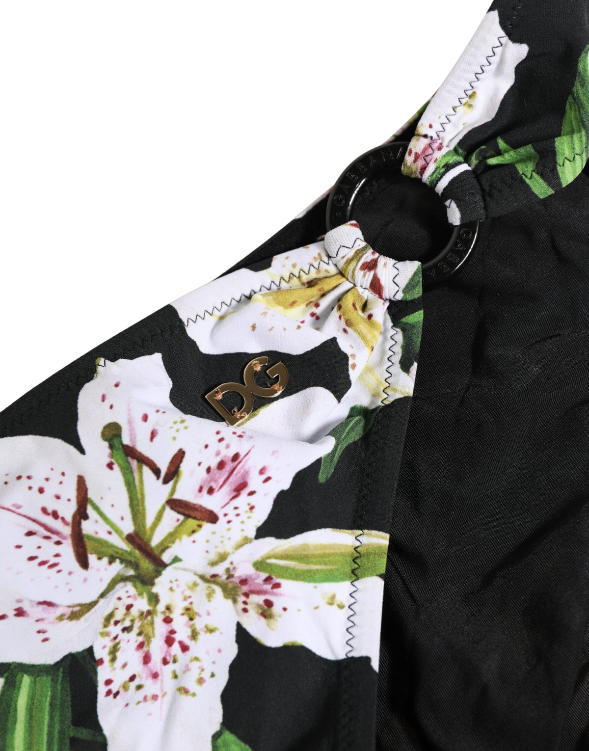Dolce & Gabbana Black Lily Print Bikini Bottom Swimwear