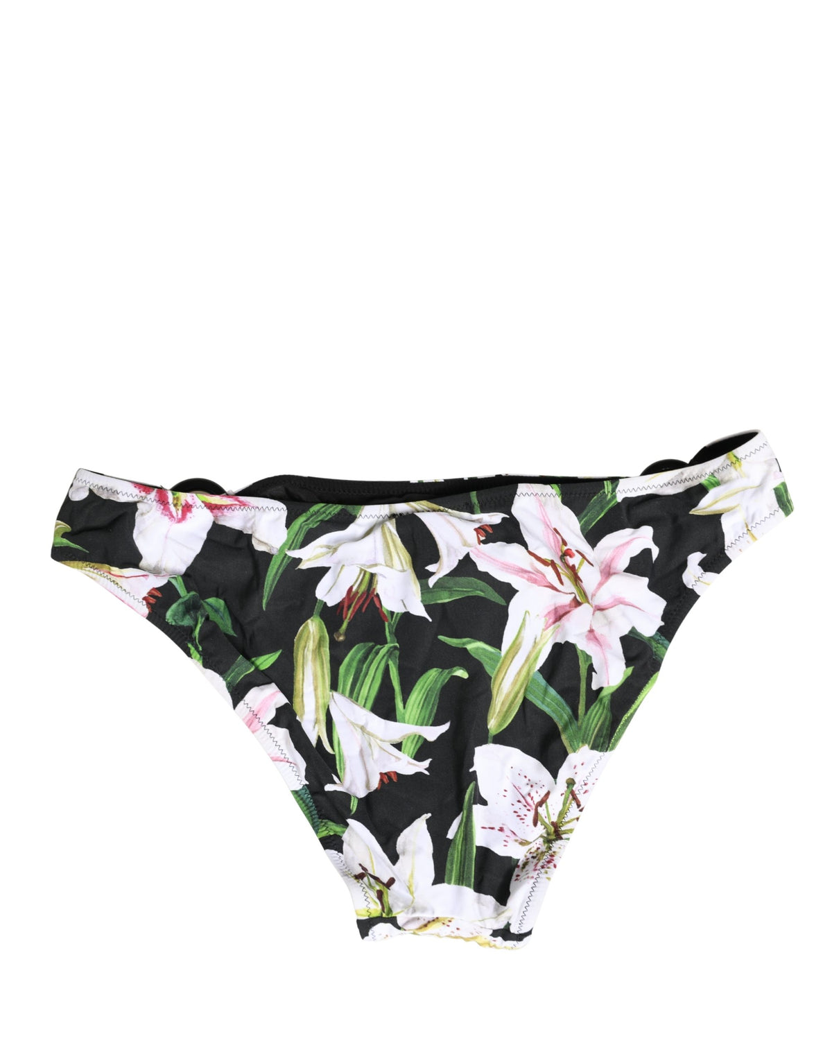Dolce & Gabbana Black Lily Print Bikini Bottom Swimwear