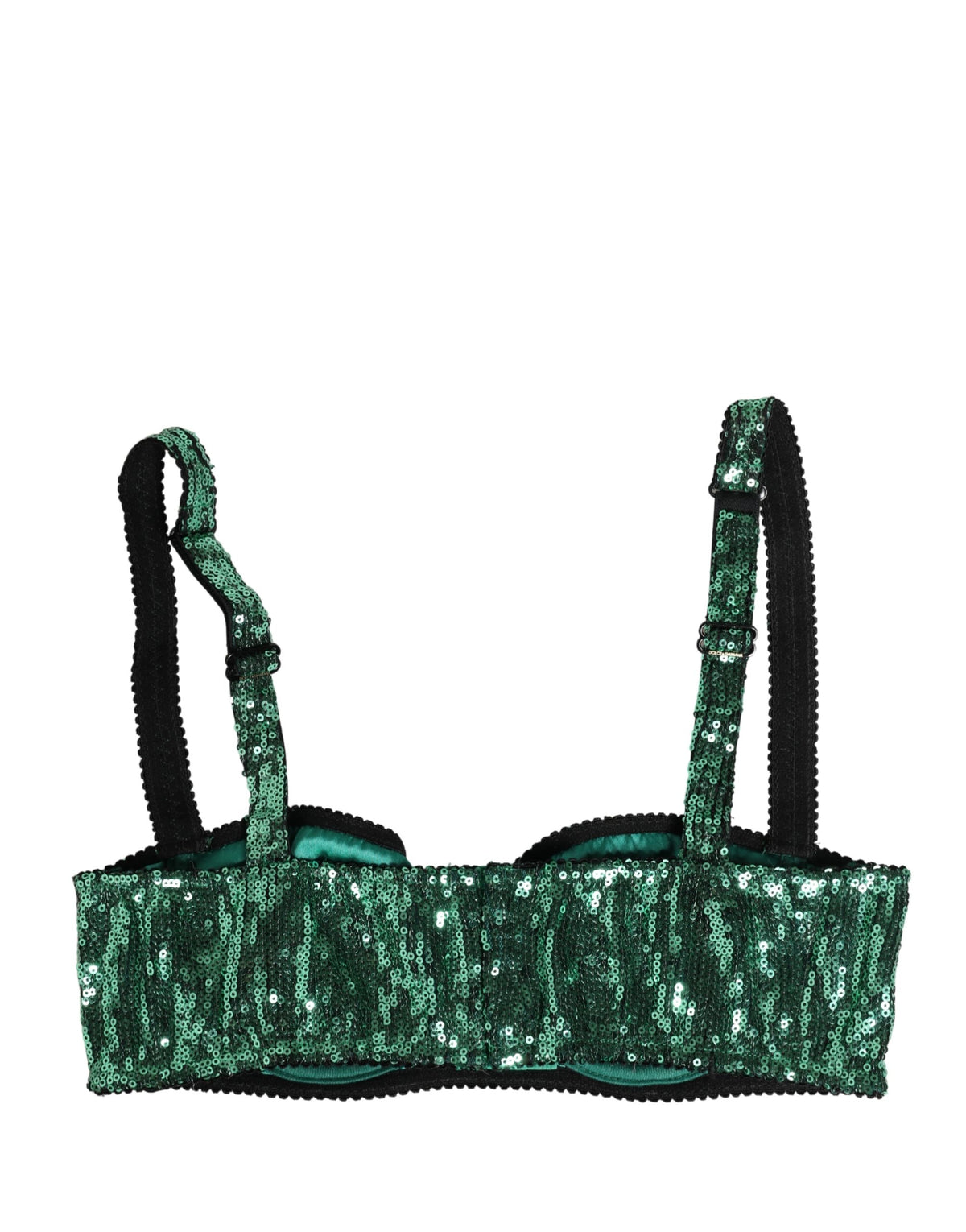 Dolce & Gabbana Green Sequined Nylon Balconette Bra