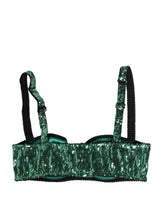 Dolce & Gabbana Green Sequined Nylon Balconette Bra