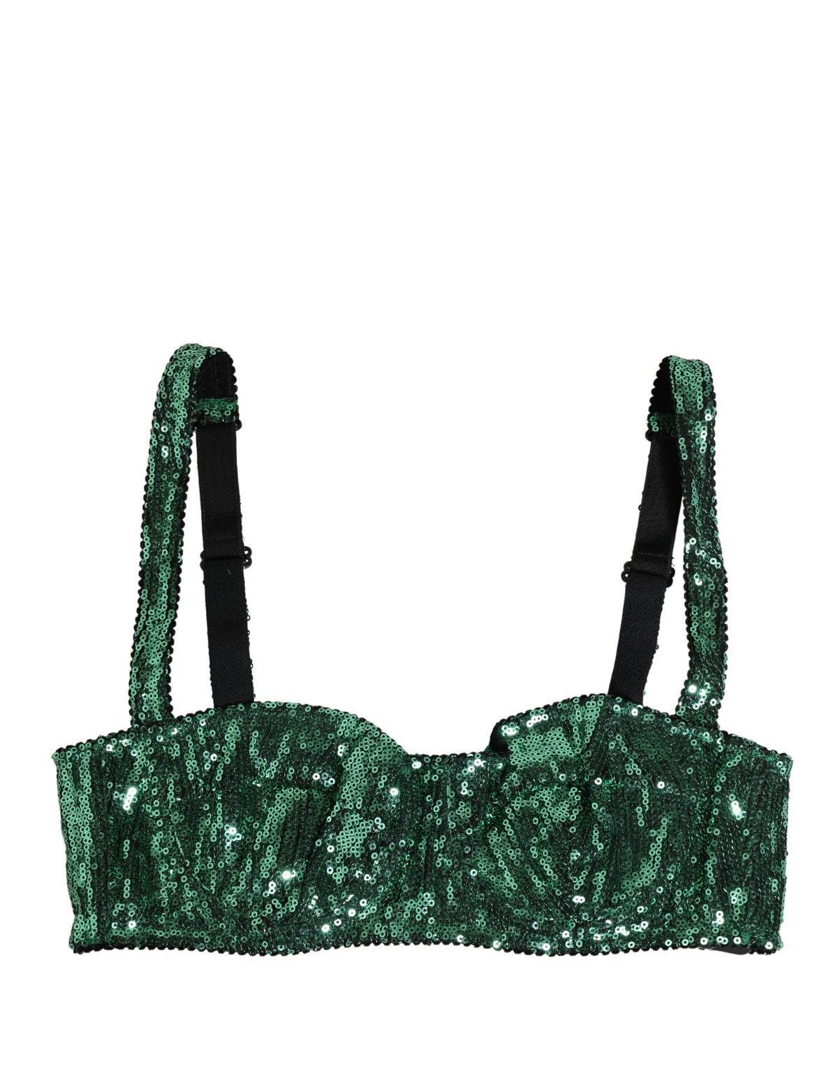 Dolce & Gabbana Green Sequined Nylon Balconette Bra