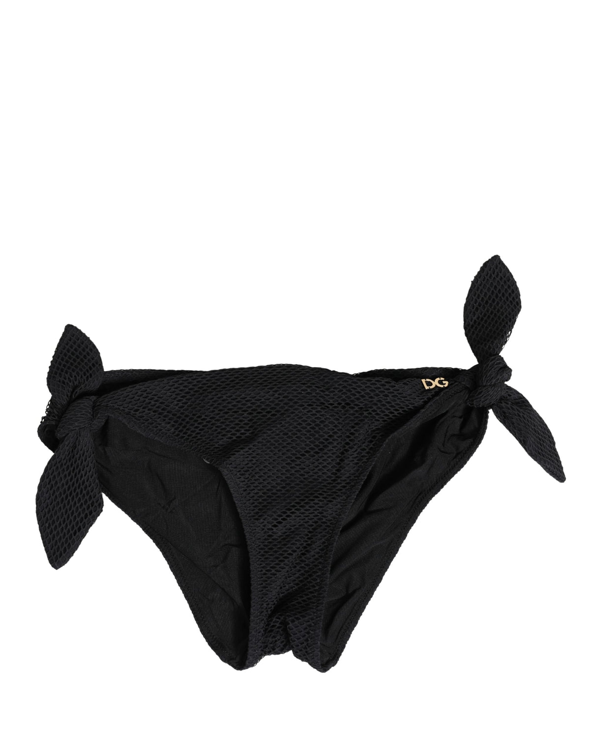 Dolce & Gabbana Black Side-Tie Bikini Bottom with DG Logo