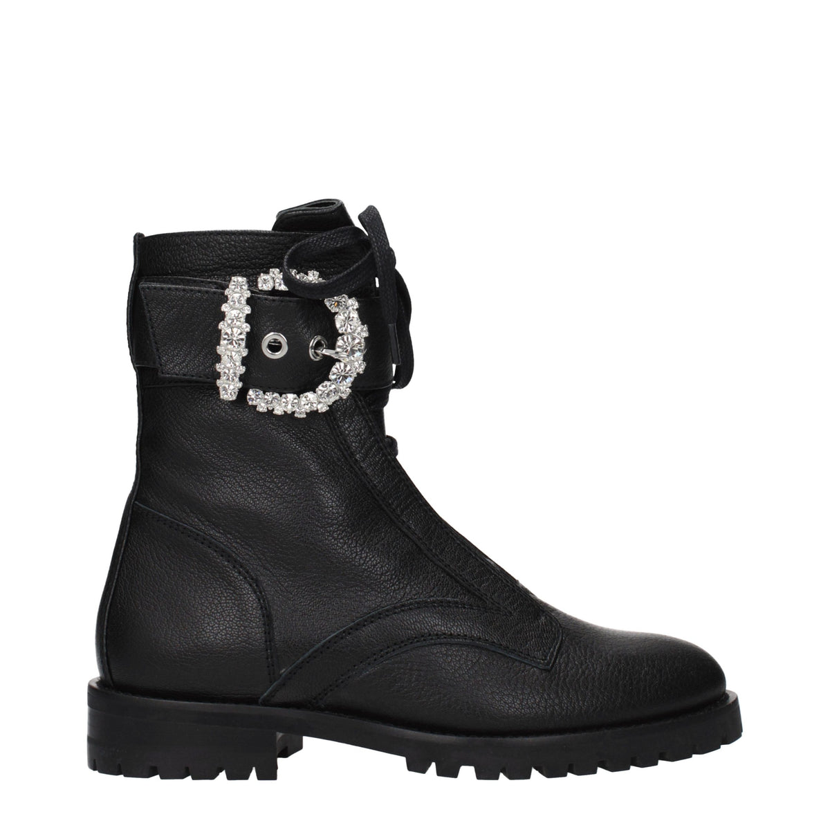 Jimmy Choo Black Leather Ankle Boots - Cheri Combat
