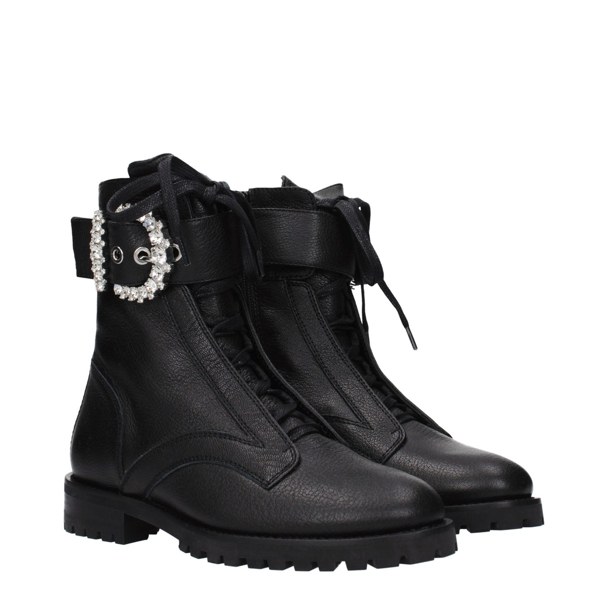 Jimmy Choo Black Leather Ankle Boots - Cheri Combat