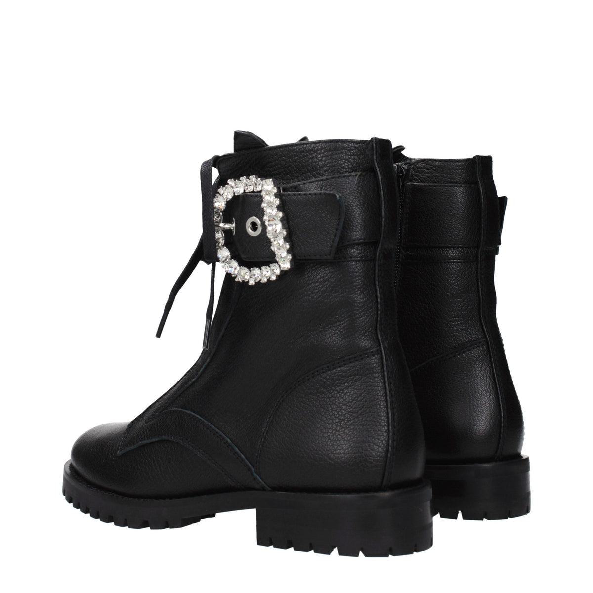 Jimmy Choo Black Leather Ankle Boots - Cheri Combat