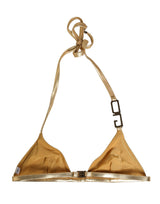 Dolce & Gabbana Gold-Tone Triangle Bikini Top with DG Logo