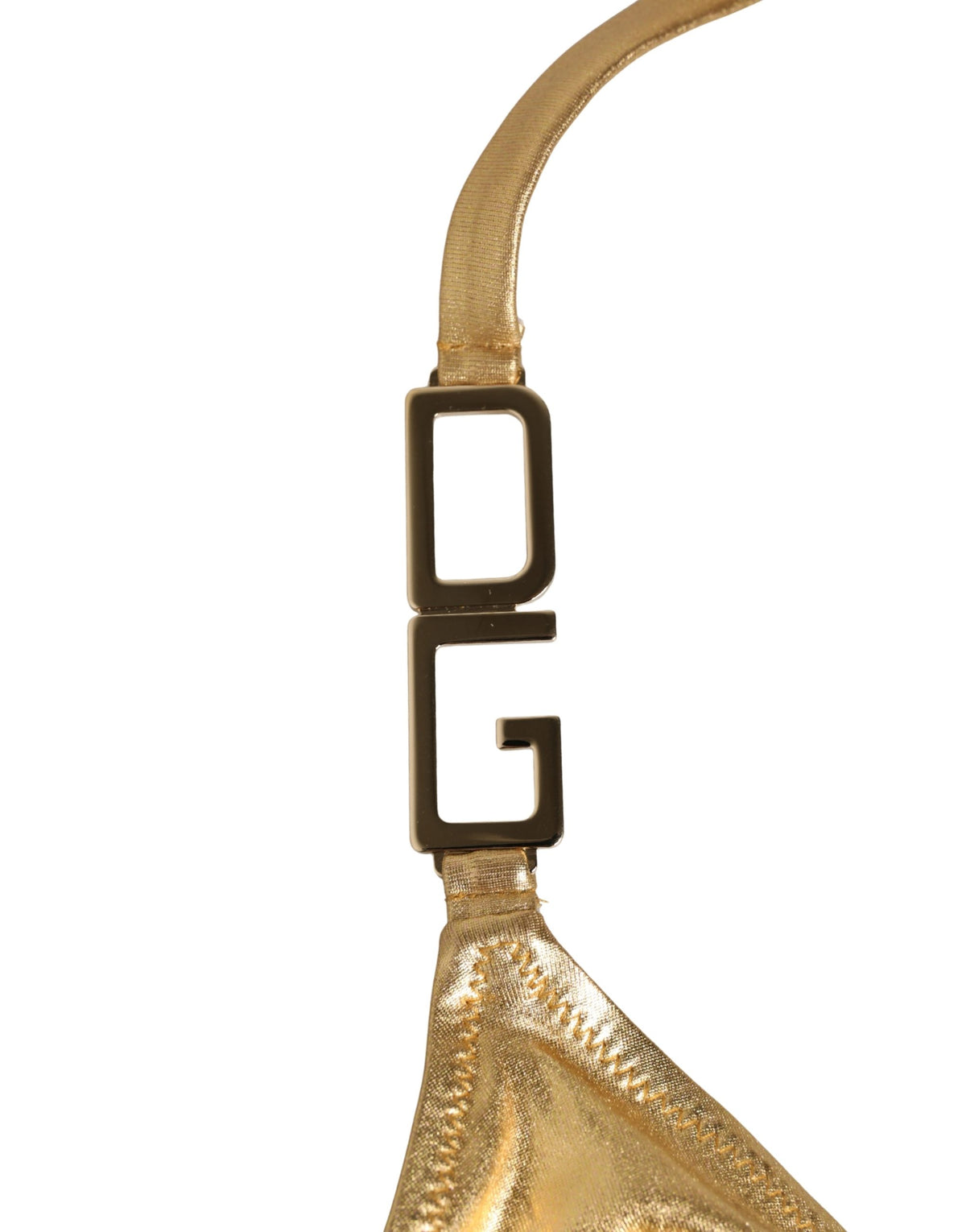 Dolce & Gabbana Gold-Tone Triangle Bikini Top with DG Logo