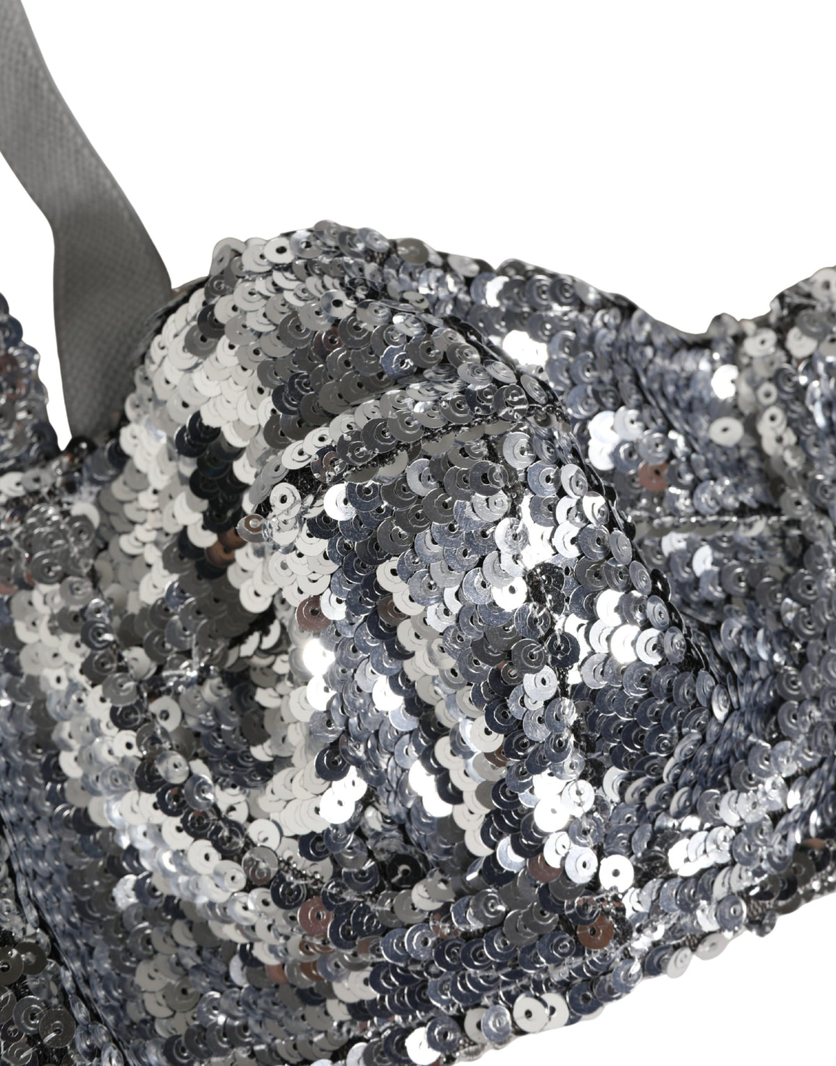 Dolce & Gabbana Silver Sequined Nylon Balconette Bra
