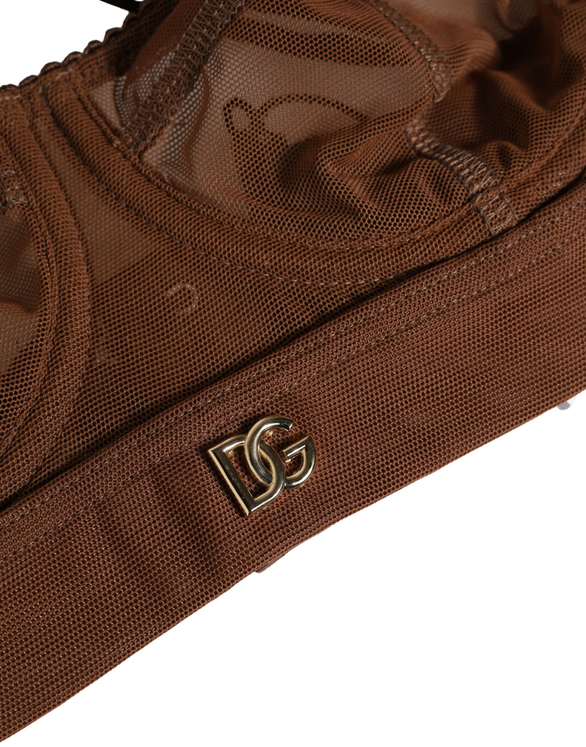 Dolce & Gabbana Brown DG Logo Nylon Mesh Balconette Bra