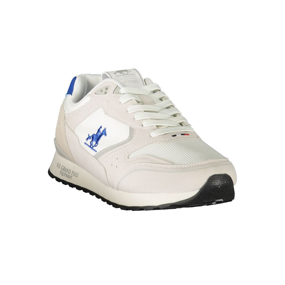 U.S. Grand White Polyester Men's Sneaker with Blue Accents