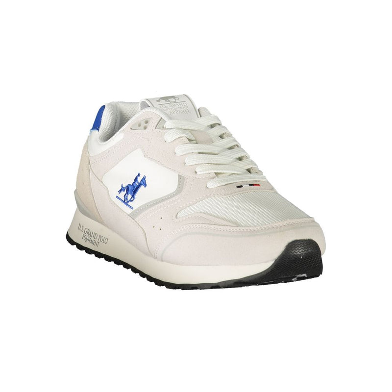 U.S. Grand White Polyester Men's Sneaker with Blue Accents