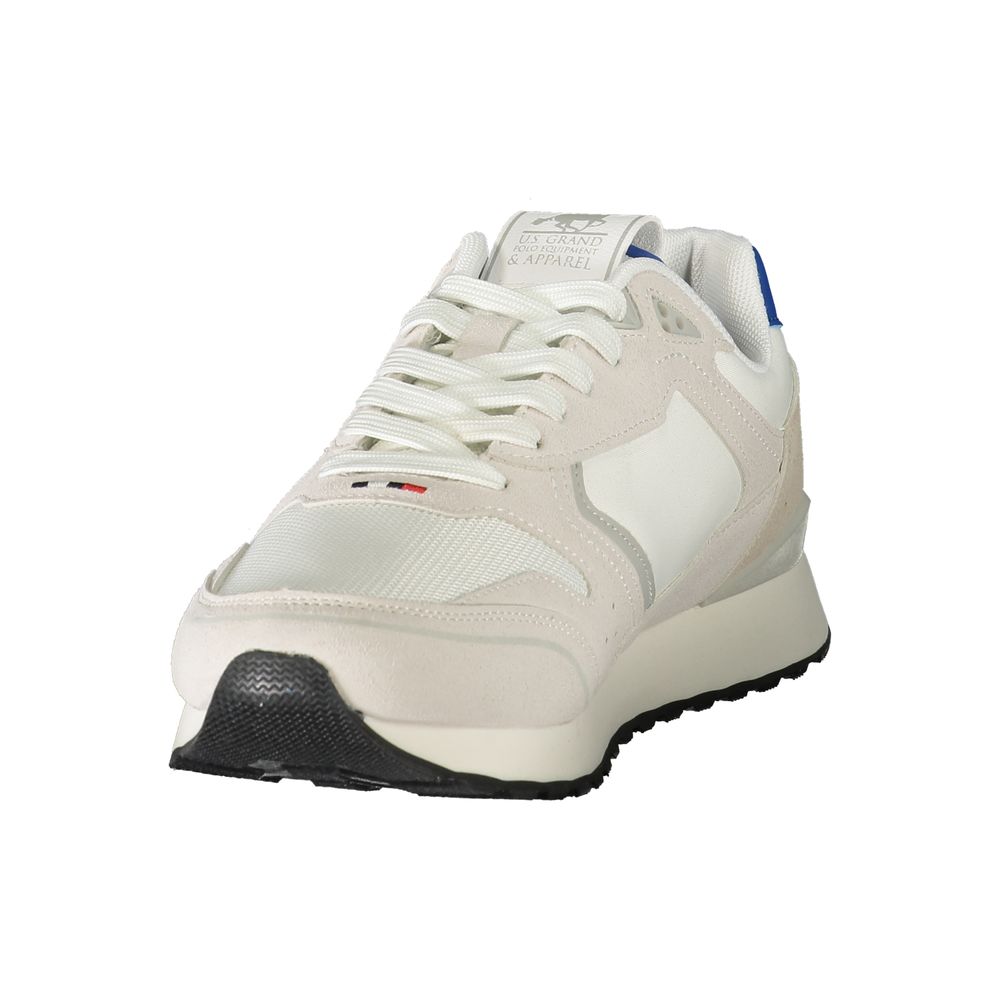 U.S. Grand White Polyester Men's Sneaker with Blue Accents