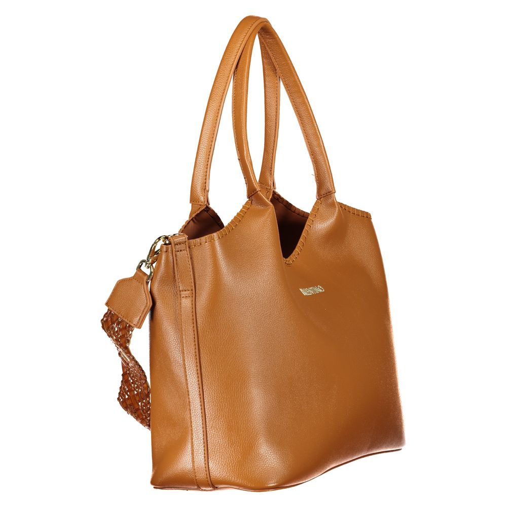 Mario Valentino Brown Polyurethane Handbag with Shoulder Strap