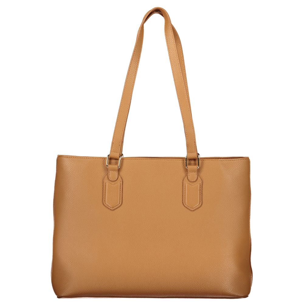 Mario Valentino Brown Polyurethane Women's 2-Handle Shoulder Bag