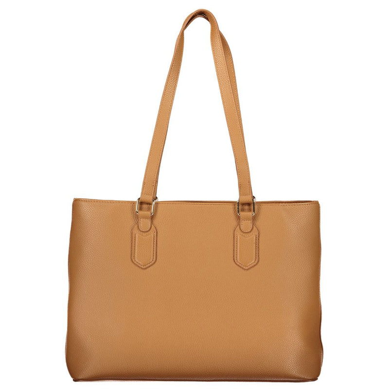 Mario Valentino Brown Polyurethane Women's 2-Handle Shoulder Bag